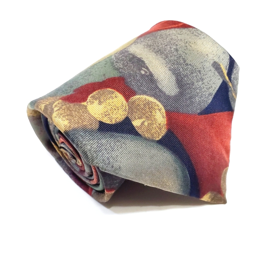 Cellini Necktie Multicolor Abstract Pattern Men's Silk Neck Tie 55x3.75"